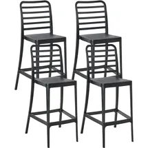 Beliani Barstuhl 4er Set 2 in 1 Kunststoff 2 x 1 Schwarz
