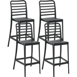 Beliani Barstuhl 4er Set 2 in 1 Kunststoff 2 x 1 Schwarz
