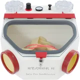 220V Sandstrahler, 50W Dental-Sandstrahlgeräte, Sandstrahlgeräte mit zwei Stiften und LED-Lichtleiste, Sandstrahlgerätes Geeignet zum Polieren und Entfernen von Rost, Sandstrahlkabine mit Fußschalter