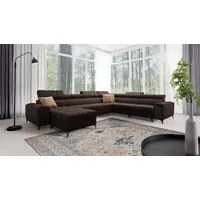 XXL Sofa Wohnlandschaft Riesensofa in U-Form Ecksofa GREKO VIII Braun Stoff AVRA 6 Ottomane Links IM SOFA - Braun