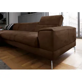 W.Schillig Ecksofa "piedroo, Designsofa mit tollem Sitzkomfort, bequem und elegant, L-Form", braun (chocolate s37), B:343cm H:70cm T:193cm, Stoff S37 (100% Polyester): Luxus-Microfaser in Lederoptik, Sofas, Ecksofa, Kopfteilverstellung, wahlweise mit
