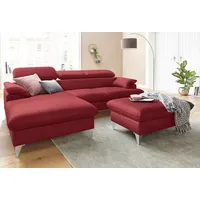 Cotta »Caluso«, (2 tlg.), Set: bestehend aus Ecksofa, Hocker, Ecksofa inkl. Kopfteilverstellung rot