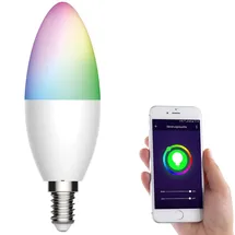 Luminea Home Control WLAN-LED-Kerze, E14, RGB-CCT, 5,5 W (ersetzt 40 W), 470 lm, App