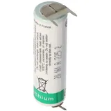 Saft LS14500 AA Ltihium Batterie 3,6 Volt mit Printanschluss, LS14500 LiSOCl2 2600mAh 1er Print - / 2er Print +