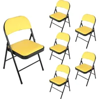 Hti-Living Klappstuhl Kunstleder Gestell Schwarz 6er-Set