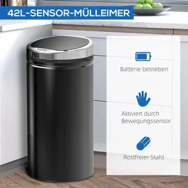 Homcom Sensor Mülleimer 42 l Schwarz