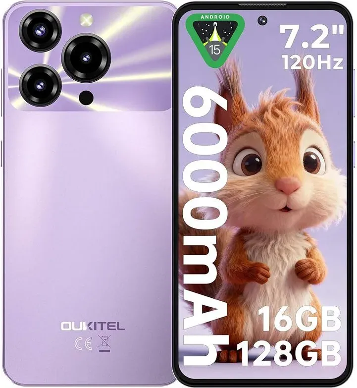 OUKITEL C69 (4+128) 7,2 Zoll 6000 mAh Akku 9,5 mm ultradünnes Smartphone Lila