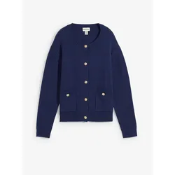 bonprix Strickjacke mit Taschen, blau, 52/54 (XXL), mit Baumwolle