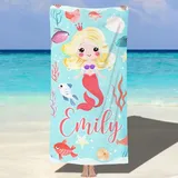 MJARTORIA Personalisiert Strandtuch Microfaser Badetuch mit Namen Kinder Damen, Beach Towel Handtuch Badetuch Stranddecke Schnelltrocknend für Reise Schwimmen Sauna Yoga Fitness 90x180cm Mikrofaser