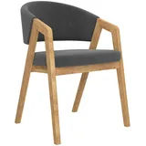 Carryhome Armlehnstuhl, Hellgrau, Textil, Eiche, massiv, eckig, 59x81x60 cm, Stoffauswahl, Esszimmer, Stühle, Esszimmerstühle, Armlehnenstühle