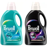 PERWOLL Flüssig-Set 2x 27 Waschladungen (54WL) 1x Black & 1x Sport, Feinwaschmittel erneuert dunkle Fasern & Hygiene Waschmittel, entfernt schlechte Gerüche & erhält die Elastizität