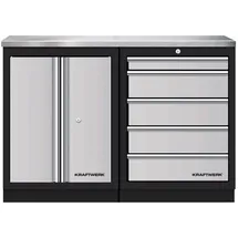 Kraftwerk Werkstattschrank Edelstahl 45,80 cm/91 cm weiß 5 Schubladen