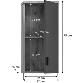 xonox.home Hängeschrank Grado ca. cm x 75 cm x 25 cm E001 Eiche