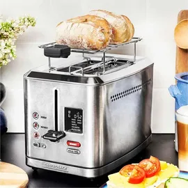 GASTROBACK Design Toaster Digital 2S, 2-Scheiben, intergrierter Brötchenaufsatz, 7 Toastprogramme, LCD-Countdown-Anzeige, 800 Watt, Edelstahlgehäuse, Silber