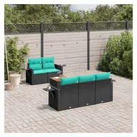 vidaXL Gartensofa-Set 6-tlg. blau/schwarz