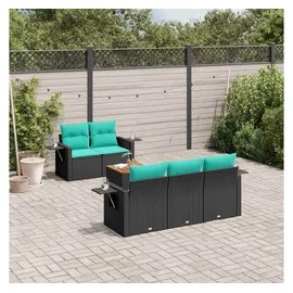 vidaXL Gartensofa-Set 6-tlg. blau/schwarz