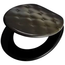 ADOB WC-Sitz, BxT: 37 x 45 cm, Leder Kissen - schwarz