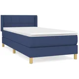 vidaXL Boxspringbett mit Matratze Blau 100x200 cm Stoff