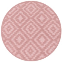 Teppich Livorno 672, Paco Home, rund, Höhe: 14 mm, Uni-Farben, Scandi, Rauten Muster, Hoch-Tief Effekt, Outdoor geeignet rosa Ø 200 cm x 14 mm
