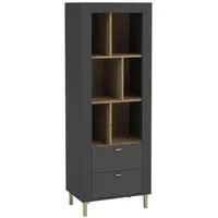 Mirjan24 Standregal, Schwarz, Holzwerkstoff, 2 Schubladen, Rechteckig, 60x169x40 cm,
