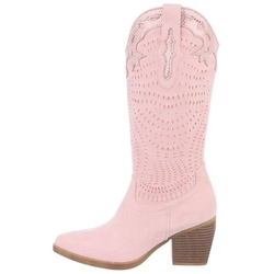 Ital-Design Damen Cowboyboots Western Westernstiefel Blockabsatz Western- & Bikerstiefel in Rosa rosa 41