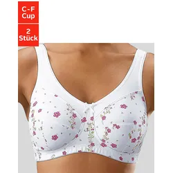 Entlastungs-BH PETITE FLEUR, Damen, Gr. 105, Cup C, weiß (bedruckt, weiß), Microtouch, Obermaterial: 70% Polyamid, 30% Elasthan, klassisch, BHs BH BH-Set Entlastungs-BH Mieder-BH Unterwäsche Bügelloser-BH, ohne Bügel, mit breiteren Trägern