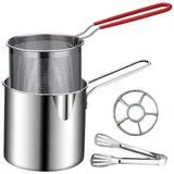 Mini Fritteuse Fritteusen Deep Fryer 4pcs Edelstahl-Topf-Set Anti-Scenen-Edelstahl-HüHnchen-Friteuse-Set Mit Bratpfanne Frittierkorb