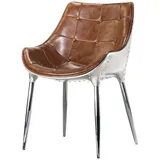 Xlmoebel Bürostuhl Design Polsterstuhl Aviator aus Leder mit bequemer Sitzfläche (1x Stuhl, 1 St), Hergestellt in Europa braun