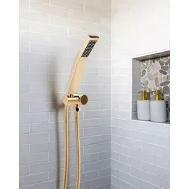 Beliani Handbrause Gold Metall Rechteckig Stab 1 Strahlart Modern Klassisch Duschkopf Badezimmer Stabhandbrause Stabbrause