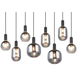 Trio Leuchten Pendelleuchte Diva 319800832, Metall Schwarz matt, Glas Chrom bedampft, exkl. 8x E27