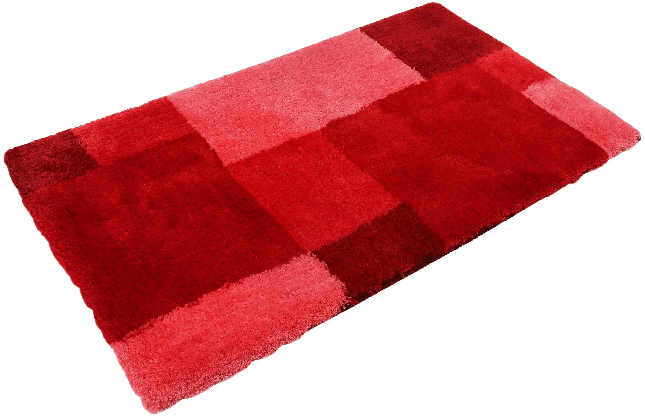 Badematte »Cala Rosso«, Höhe 30 mm, rutschhemmend beschichtet, fußbodenheizungsgeeignet-schnell trocknend, Badteppich, Patchwork Design, waschbar, karo, Badezimmerteppich, 73405227-0 rot 1 St.