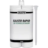 SILISTO RAPID 2K-Schnellschaum 210ml - Zweikomponentiger Polyurethanschaum - Bauschaum - Montageschaum - Zargenschaum - Doppelkartusche inkl. Statikmischer