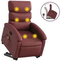 vidaXL Massagesessel mit Aufstehhilfe Weinrot Kunstleder