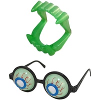 Halloween Brille Augen mit Vampirgebiss | Halloween Accessoires Gruselige Brille mit Vampir Zähne für Kinder un Erwachsene - Perfekte Brille für Kostümpartys und Karneval