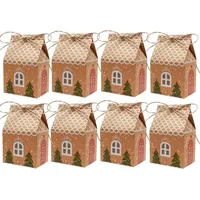 LuxusKollektion 24er Pack Geschenkbox Weihnachten Adventskalender Häuschen Kraftpapier Hanfseil