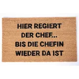 Jet-Line Kokos Fußmatte Regina 45x75x1,5 cm Schuhabstreifer Schriftaufdruck Outdoor 100 % Kokos