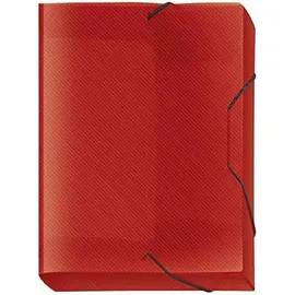 Veloflex 4443220 - Sammelbox Crystal, DIN A4, transparente PP-Folie, mit Gummizug, Dokumenten-Box, Heft-Box, rot