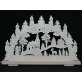 schwibbola holzkunst aus dem erzgebirge Schwibbogen mit Weihnachtsmann und Beleuchtung BxHxT 50x30x7cm NEU Lichterbogen Fensterbogen Spitzbogen Erzgebirge Seiffen Weihnachten Licht Holz Dekoration Beleuchtung