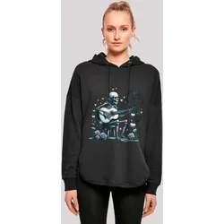 Kapuzenpullover F4NT4STIC "Skelett spielt Gitarre, Musik, Liebe", Damen, Gr. L, schwarz, Obermaterial: 100% Baumwolle, casual, oversize, Langarm, Pullover, Premium Qualität