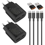 Schnellladegerät Ladeadapter netzteil 25W USB Typ-C 15W USB Typ-A Ladegerät mit Ladekabel 200cm für: Samsung Galaxy S25 S24 S23 S22 S21 S20 Ultra A56 A55 A54 A36 A35 iPhone 17 16 15 Pro/Max/Plus