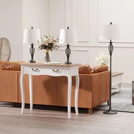 Homcom 3er-Lampenset 2 Tischlampe(ø38 x 158H cm) + 1 Stehlampe(ø30 x 62H cm) Metall, PS, Polyester, Baumwolle,