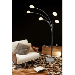 SalesFever Stehleuchte Five Fingers 210 cm | bewegliche Arme mit Glasschirm | echter Marmorfuß | B 122 x T 38 x H 210 cm | weiß