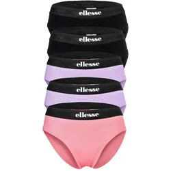 ellesse Mädchen Slips, 5er Pack - GRACIE, Unterwäsche, Logo, Baumwolle Schwarz/Lila 152/158