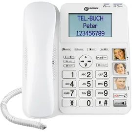 Geemarc CL595 Schnurgebundenes Seniorentelefon Anrufbeantworter, Freisprechen, Optische Anrufsignalisierung, für Hörgeräte