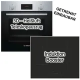 bosch / candy Herdset 3D-Heißluft Teleskopauszug + Induktionskochfeld Booster