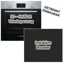 bosch / candy Herdset 3D-Heißluft Teleskopauszug + Induktionskochfeld Booster