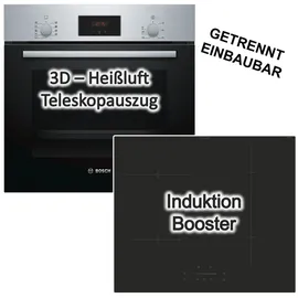 bosch / candy Herdset 3D-Heißluft Teleskopauszug + Induktionskochfeld Booster