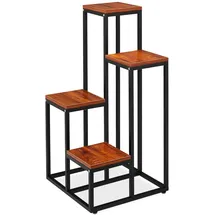 Relaxdays Blumentreppe mit 4 Ablagen 100 x 40 x 40 cm Schwarz/Braun