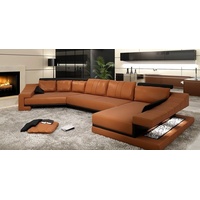 JVmoebel Ecksofa Design Rund Ecksofa Sofa Couch Wohnlandschaft U Ecke Polster braun|schwarz