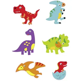 Glorex  6 2247 703 Moosgummi Sticker Dinosaurier selbstklebend 12 sortiert in verschiedenen Motiven ideal zum Verzieren und Dekorieren von Grußkarten für Scrapbooking usw. Stück